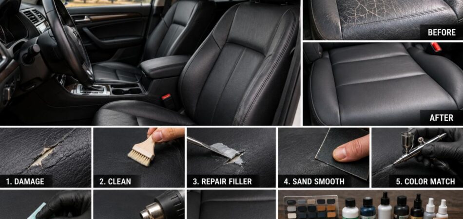 Auto Leather Repair Before To Finished